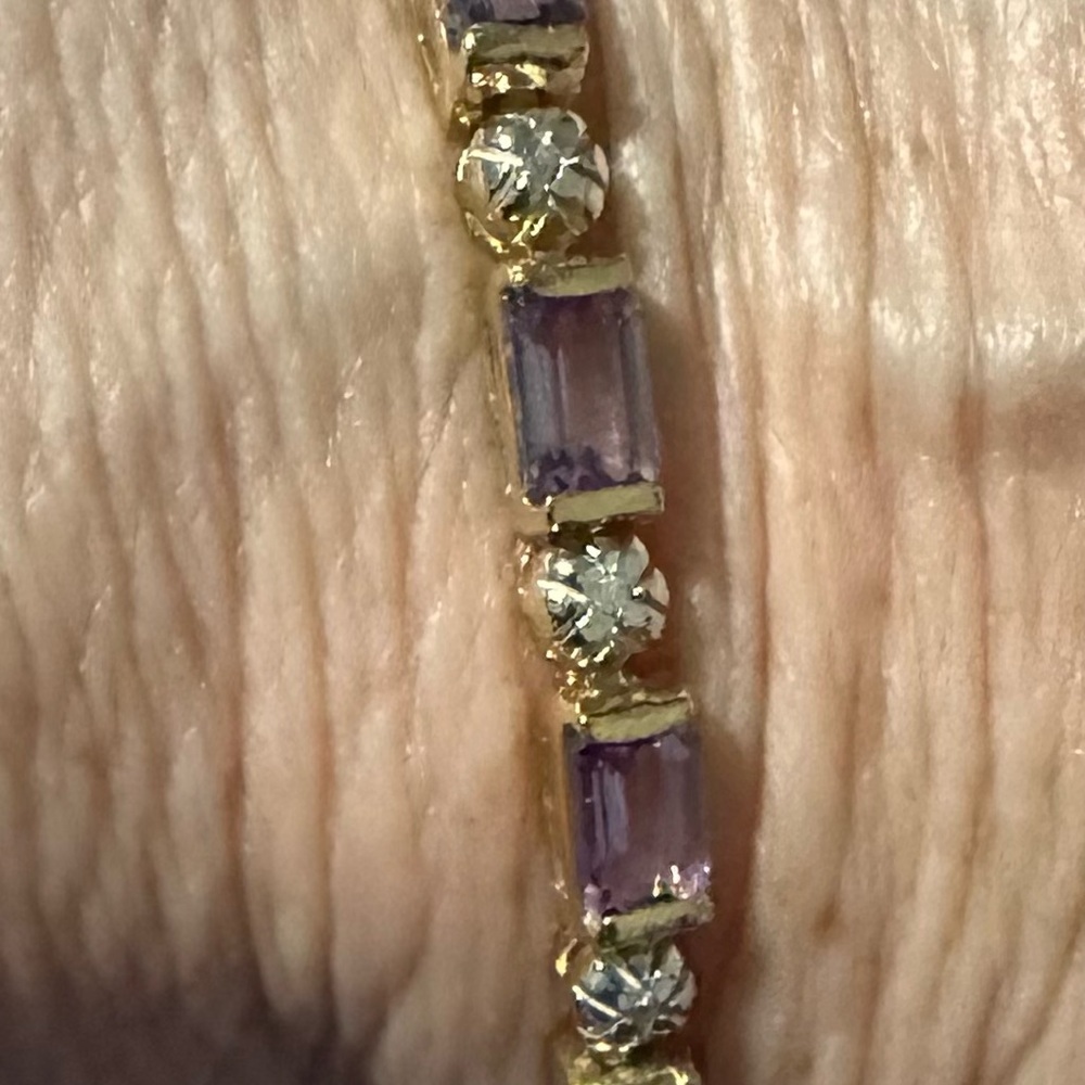 Elegant Gold and amethyst and diamond Bracelet